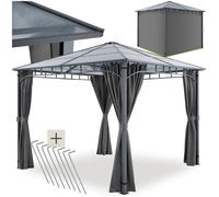 Pavillon de jardin - TECTAKE - Tonnelle extérieure CARACAS, 3 x 3 m, imperméable, 4 panneaux latéraux avec fermeture éclair - Gris