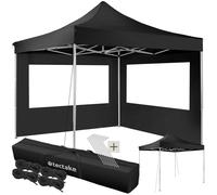 Pavillon de jardin - TECTAKE - Tonnelle OLIVIA en aluminium pliante et réglable 3 x 3 m avec 2 protections latérales - Noir