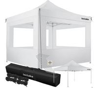 Pavillon de jardin - TECTAKE - Tonnelle OLIVIA en aluminium pliante et réglable 3 x 3 m avec 4 protections latérales - Blanc