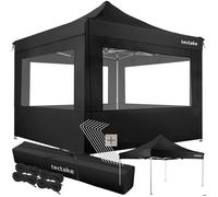 Pavillon de jardin - TECTAKE - Tonnelle OLIVIA en aluminium pliante et réglable 3 x 3 m avec 4 protections latérales - Noir