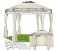 Pavillon de jardin - TECTAKE - Tonnelle SIANA avec 6 parois latérales en tissu déperlant 3,5 m - Crème