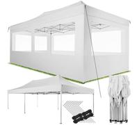 Pavillon de jardin - TECTAKE - Tonnelle VIOLA en aluminium pliante et réglable 6 x 3 m avec 4 protections latérales - Blanc