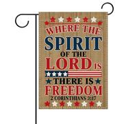 Pavillon de jardin Texte religieux patriotique chrétien rouge blanc bleu | Petit Pavillon Carnaval 12x18in Double Face Drapeau de jardin Résistant Aux Intempéries Drapeau personnalisé Balcon
