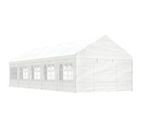 Pavillon de Jardin, Toit Blanc en Polyéthylène, Structure Acier Galvanisé, Tente de Réception avec Parois Latérales, Protection UV, pour Événements Extérieur et Jardin, Blanc, 11.15x4.08x3.22 m