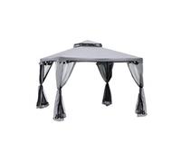 Outsunny Tonnelle de Jardin Barnum pavillon de Jardin 3 x 3 Double Toit avec moustiquaires Amovibles imperméable Gris Clair