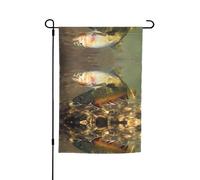 Pavillon de pêche à la truite de ruisseau avec motifs, drapeaux de patio verticaux, adaptés pour balcon, jardin et porche.