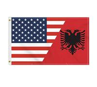 Pavillon États-Unis Albanie Amérique Albanais Américains Albanais Américains Double Face Bannière Personnalisée Imperméable Bannière De Drapeaux Personnalisés Pour Anniversaires 90X150Cm