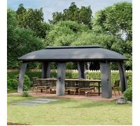 Pavillon extérieur de jardin tente de fête 3 x 6m avec double toit et parois latérales, moustiquaire pour 15 personnes