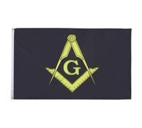 Pavillon Franc-Maçonnerie Noire 2 Œillets Géant Pavillon Imperméable Drapeau Grand Pour Festivités Défilés Intérieur 90X150Cm