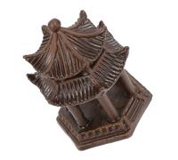 Pavillon Hexagonal en Céramique pour Aquarium, Décor Traditionnel Chinois | Double Niveau, Installation Facile, Résistant aux Dommages, pour Bassin à Poissons, Paysage Miniature, Marron
