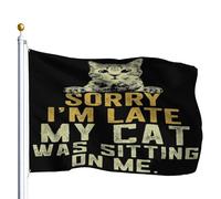 Pavillon Humour Amoureux Des Chats Désolé Du Retard, Mon Chat Était Assis Sur Moi 2 Œillets Grande Drapeau Léger Drapeau Grand Pour Intérieur Parade Jardin 90X150Cm