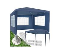 Pavillon imperméable 3x3m avec 3 parois latérales amovibles bleu
