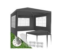 Pavillon imperméable 3x3m avec 3 parois latérales amovibles gris