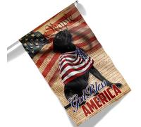 Pavillon Labrador Retriever Noir Patriotique Américain, 4 Juillet. Que Dieu Bénisse L'Amérique. 2 Œillets Bannière Personnalisée Fly Drapeau De La Fierté Pour Anniversaires 90X150Cm