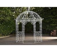CLP Arche de Jardin avec Pavillon LEILA Rond Ø 229 cm, Arche de Jardin en Métal. Arche à Rosiers en Fer avec un beau design, Hauteur: 313 cm, Arceau à Rosier, Pavillon de Jardin en fer forgé, 6 Couleurs au Choix blanc antique
