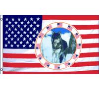 Pavillon Loup célibataire des États-Unis Drapeau blanc à personnaliser