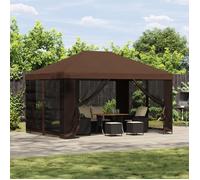 Pavillon Marron Polyester et Acier 190 gsm - COCO -(1 pc) - Anti-UV - barnum de jardin Polyester et acier - avec drainage - 4 x 3 m