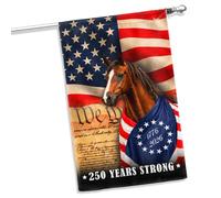 Pavillon Nautique Cheval Américain, 250 Ans De Force, Enveloppé De Gloire, États-Unis Léger Grande Drapeau Durable Drapeau De La Fierté Pour Anniversaires Élection Rue Déco Fête 90X150Cm