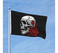 Pavillon Nautique Crânes et Roses, automne drôle Pavillon DéFiléS 3x5 FT | RéSistant Aux IntempéRie Drapeau Grand 2 œIllets Bannière de drapeaux personnalisés éLection ExtéRieur