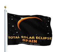 Pavillon Nautique Espagne Solaire Totalité 2026 Chasseur Le 12 Août Double Face Drapeau Double Face Couleur Vive Bannière Pour Célébrations Carnaval Parade 90X150Cm