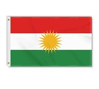 Pavillon Nautique Kurdistan Kurde Soleil Kurdes Impression Recto-Verso Double Face Géant Pavillon Couleur Vive Drapeau Grand Pour Supporters Événements Sportifs Jardin 90X150Cm
