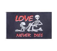 Pavillon Nautique L'Amour Des Pirates Ne Meurt Jamais Couleur Vive Bannière Personnalisée Léger Drapeau De La Fierté Pour Élection Garden Bateau 90X150Cm