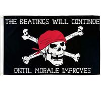 Pavillon Nautique Les passages à tabac des pirates se poursuivront jusqu'à | ce que le moral s'améliore à bord du Jolly Roger. Pavillon DéFiléS 3x5 FT 2 œIllets Bannière personnalisée Double Face