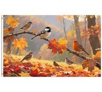 Pavillon Nautique Oiseaux mignons d'automne sur une branche d'érable, | paysage Bandera Garden 3x5 FT RéSistant Aux IntempéRie Drapeau Double Face Double Face Géant Pavillon Parade Supporters