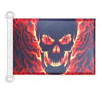 Pavillon nautique Tête de Mort avec feu 45x30cm - Drapeau de bateau pirate 30 x 45 cm - AZ FLAG
