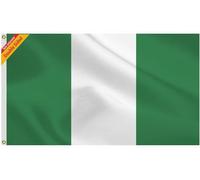 Pavillon Nigeria Nigerian National Strong Canvas Header 2 Œillets Drapeau Double Face Imperméable Drapeau Grand Pour Parade Anniversaires Festivités 90X150Cm