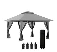 Pavillon Pliable Outsunny 4 x 4 m, pavillon avec 4 moustiquaires, Tente Pop-up réglable en Hauteur Protection UV 50+, Tente de réception avec Double Toit, Sac de Transport, pour Balcon, Camping,