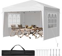 Pavillon pliable VEVOR, 2,95x2,95x2,63m, tente de pavillon, portable, de jardin avec parois latérales & fenêtres ventilées, 3 réglages en hauteur, chapiteau, protection solaire pour manifestations en