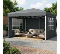 Pavillon Pliant, Protection Solaire, Tente de Jardin, Portable, avec Parois, Usage Extérieur, 3 x 3 m, Gris