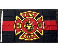 Pavillon Pompier Du Service D'Incendie Rouge Et Noir Nouveau 2 Œillets Grande Drapeau Résistant Aux Intempérie Bannière De Drapeaux Personnalisés Pour Défilés Parade Célébrations 90X150Cm