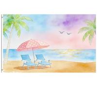 Pavillon Vacances d'été tropicales, palmiers, plage, oiseaux, îles Hawaï, | océan, mer, paysage Bannière Party 3x5 FT RéSistant Aux IntempéRie Géant Pavillon LéGer Grande Drapeau Jardin FestivitéS