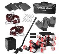 PavLiss Kit de déménagement de meubles robuste - Glissières à 360° avec roues de verrouillage, élévateur ergonomique, gants antidérapants, sac de transport, protections d'angle et tendeurs