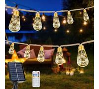 Pavlleen Guirlande lumineuse solaire d'extérieur - Avec 16 ampoules S17 - Blanc chaud - 8 modes - Vintage - Avec télécommande - Résistante aux intempéries - Pour jardin, pavillon, arbre, fête, cour