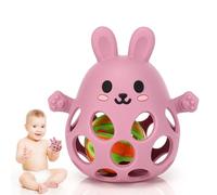Pavlleen Jouet Bebe 6 Mois,Jeux Bebe Hochet Sensorielle,Jouet de Dentition Bébé Balle Naissance 0-3 MoisBébés,pour Bébés et Tout-Petits à Saisir et à Mâcher (Rose clair, lapin)