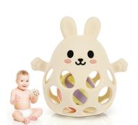 Pavlleen Jouet Bebe 6 Mois,Jeux Bebe Hochet Sensorielle,Jouet de Dentition Bébé Balle Naissance 0-3 MoisBébés,pour Bébés et Tout-Petits à Saisir et à Mâcher (Blanc laiteux, lapin)