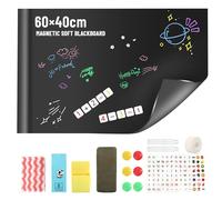 Pavlleen Papier Tableau Noir Magnétique, 60 x 40 cm Tableau Magnetique Mural, Tableau Noir Effacable Autocollant, 6 Craies Sans Poussière, Tableau Aimanté Mural Film pour Surfaces Lisses