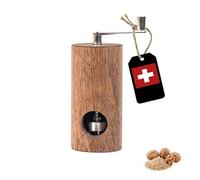 PAVLOVA'S Moulin à Noix de Muscade en Noyer Massif - Fait Main en Suisse avec Mécanisme de Précision - Mouture Manuelle Fine et Homogène - Coffret Cadeau - Édition Limitée
