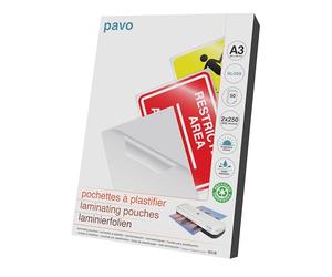 Pavo 8007233 Pack de 50 Pochettes de Plastification A3 2 x 250 mc
