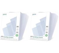 Pavo Boîte de 100 Couvertures de reliure en polypro 200 microns A4 Transparent (Lot de 2)