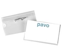 PAVO Porte-badge à épingle 40 x 60 mm en PVC transparent – boîte de 50