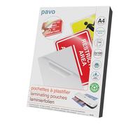 Pavo - Auto-adhésif Pochettes de plastification A4 2x100 microns, Pack de 100 , Brillant