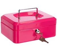 Pavo - Caisse à monnaie en métal de qualité supérieure avec 2 clés et plateau amovible, Dimensions : 17P x 21L x 10H centimètres, couleur: Rose