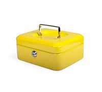 Pavo - Caisse à monnaie en métal de qualité supérieure avec 2 clés et plateau amovible, Dimensions : 20x16x9 cm, couleur: Jaune