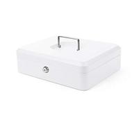 Pavo - Caisse à monnaie en métal de qualité supérieure avec 2 clés et plateau amovible, Dimensions : 30 x 24 x 9 cm, couleur: blanc