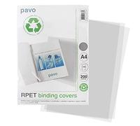 Pavo - Chemises transparentes pour reliure A4 EKO - 100% recyclées, PVC RPET, 200 μm, lot de 100 - 8048601