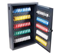 Pavo - Deluxe Armoire à clés pour 100 clés, Dimension : 8x38x55 cm - Gris foncé / 100 Porte-clés Inclus